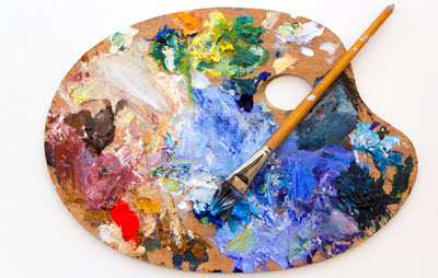 paint pallet with oil paint on it