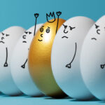 Eggs with faces drawn on them