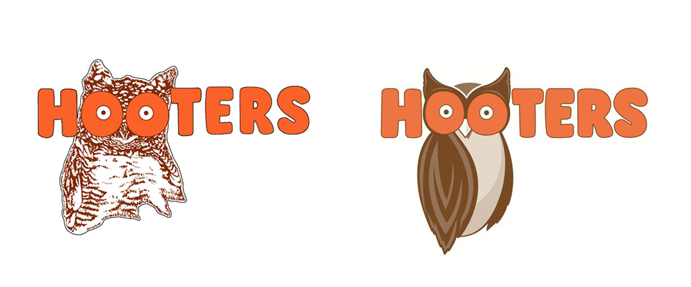 Hooters Owl Logo Design Before and After