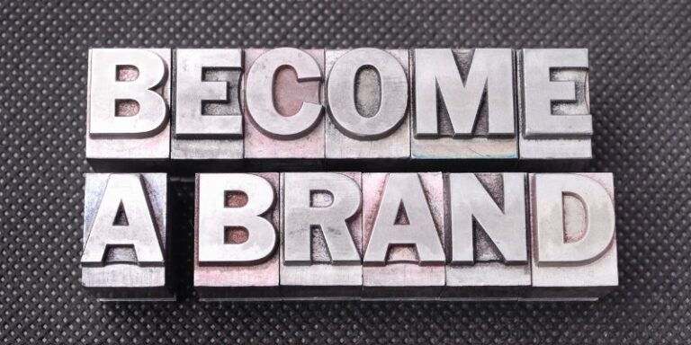 image with typblock letters spelling "become a brand"