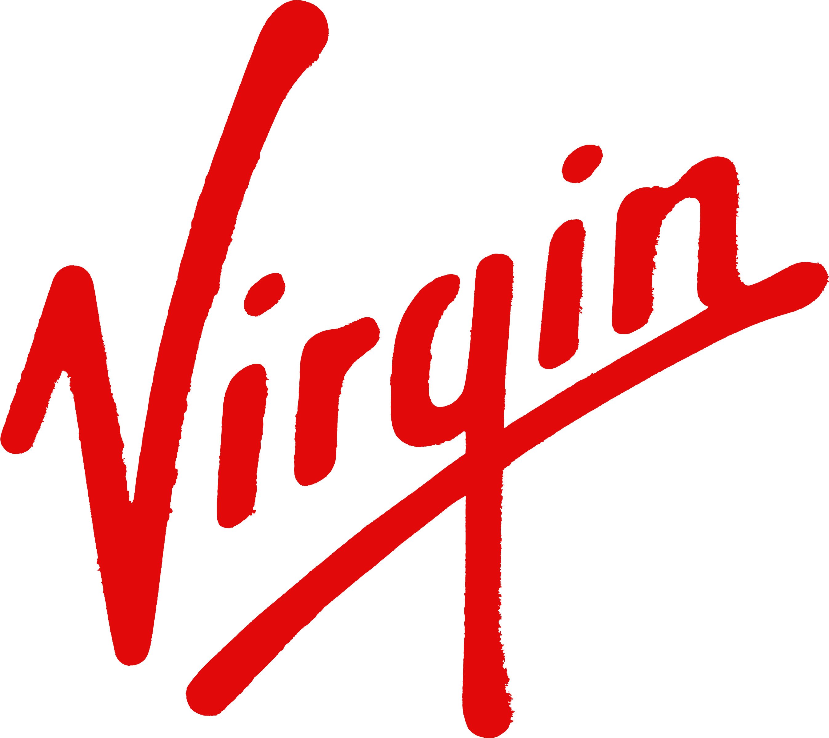 Red Virgin Records Scripted Text Logo Design