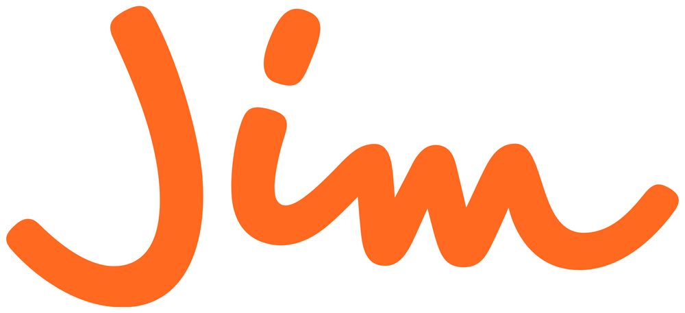 Jim TV Orange Script Logo Design 