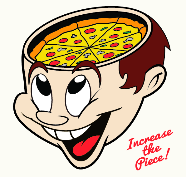 Pizzahead Head Open with Pizza Inside Icon Logo Design 
