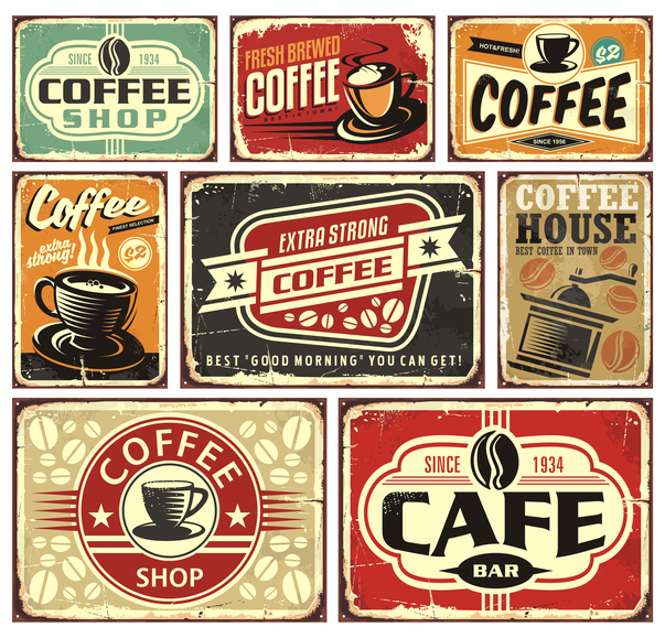 collection of vintage coffee house logos