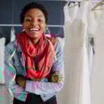 female bridal boutique owner