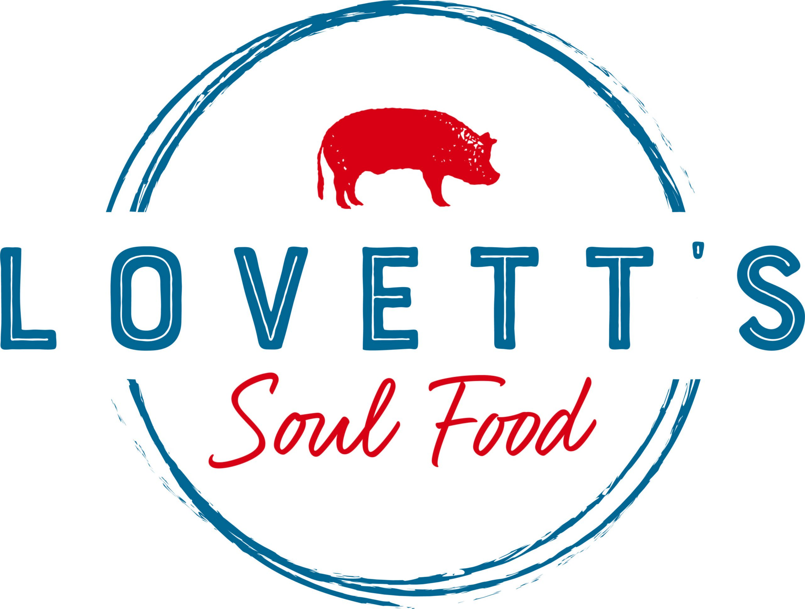 Lovetts Soul Food Restaurant  Modern Badge and Pig Icon Logo Design 