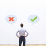 man choosing right or wrong