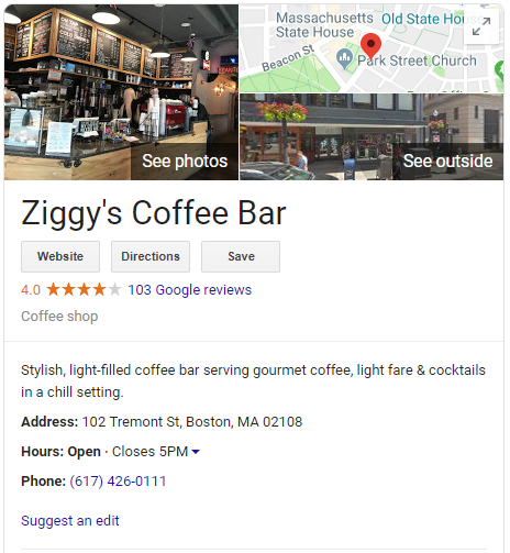 Google My Business listing