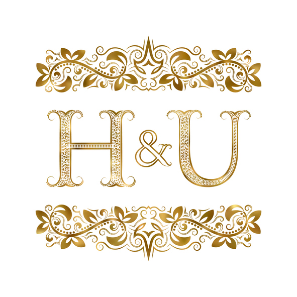 gold wedding monogram