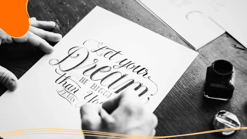 Calligrapher working on a project