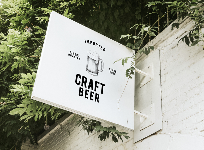 Sign with Beer Stein Icon Vintage logo design