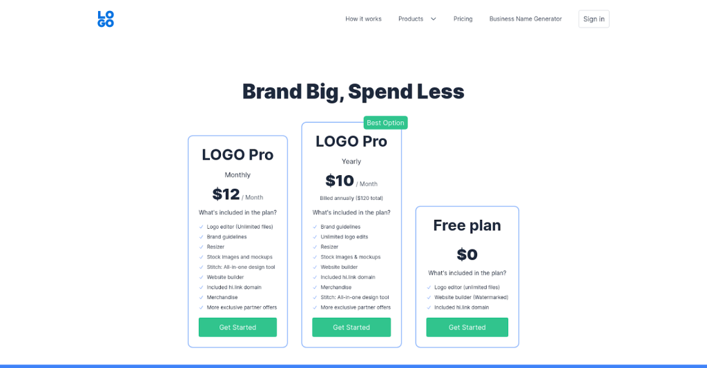 Logo.com Pricing