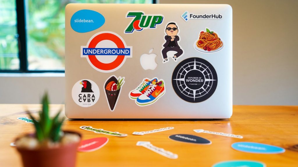 Image of various logo stickers