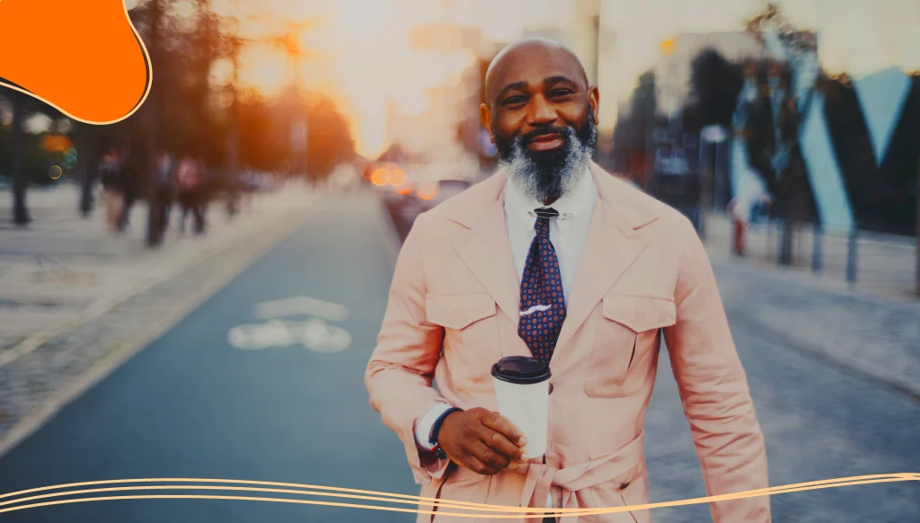 Black Businessman wears pink wrap jacket