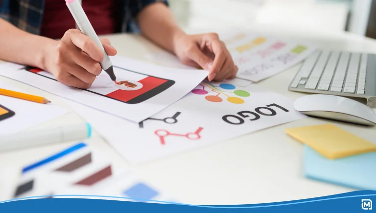 Person designing a logo for YouTube