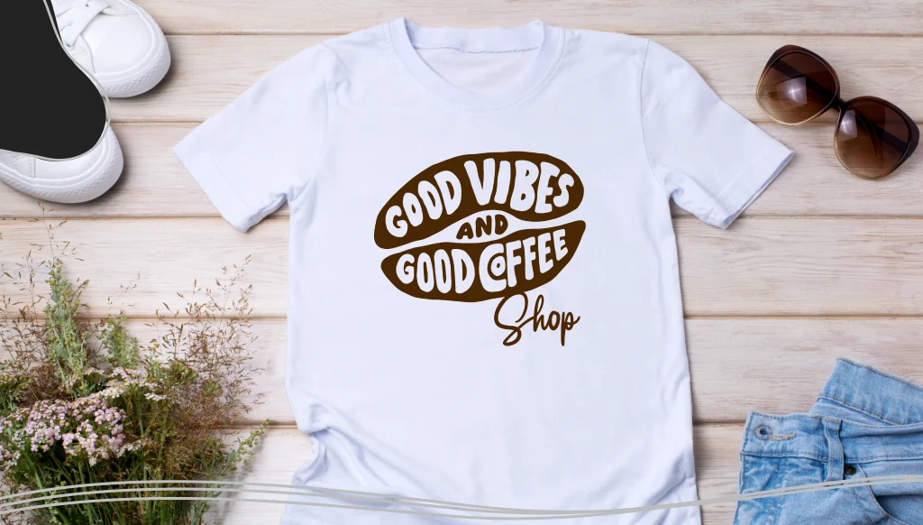 Women's white T-shirt mockup with wild grass and flowers