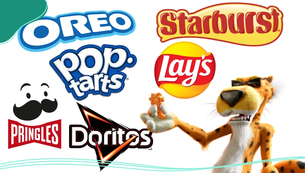 Collection of famous snack logos