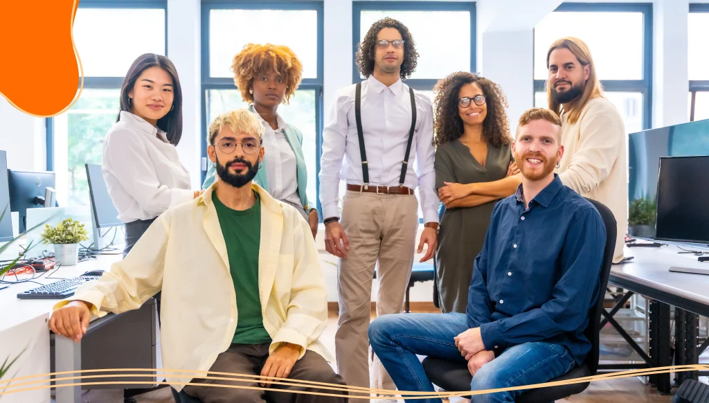 Portrait of a multi-ethnic and young members of a coworking office