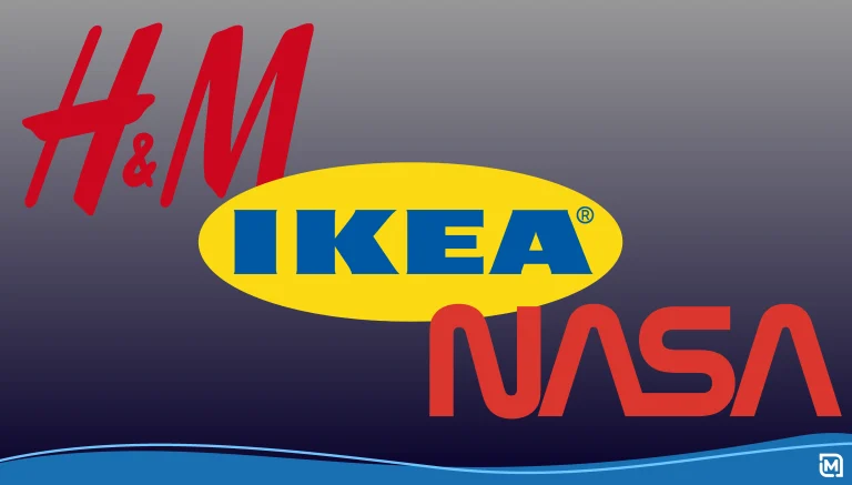 H&M, Ikea, and NASA uppercase typography logo designs