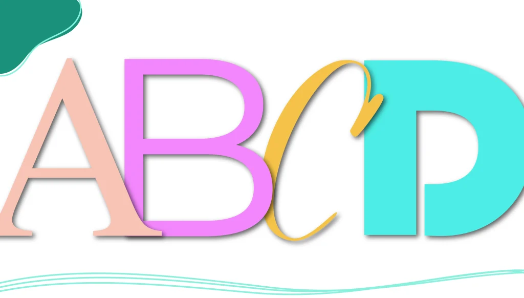 The letters A,B.C, and D