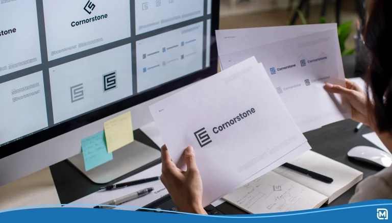 Designer looking at different font types for a logo