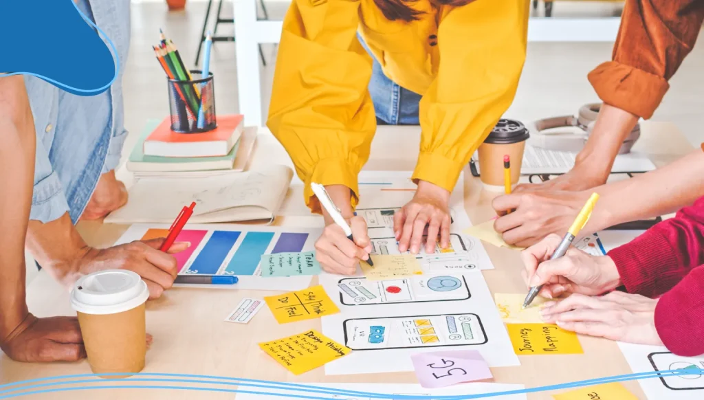 Team of graphic designers working on a project