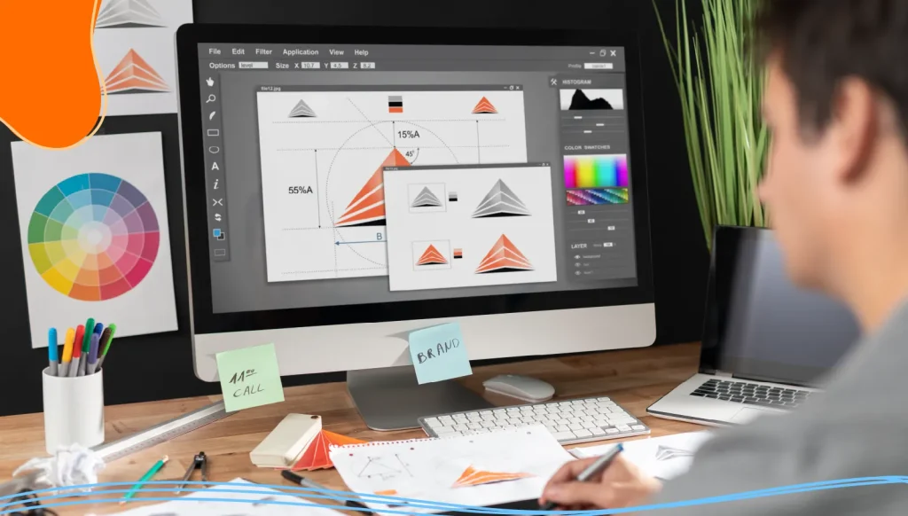 Graphic designer working on a logo