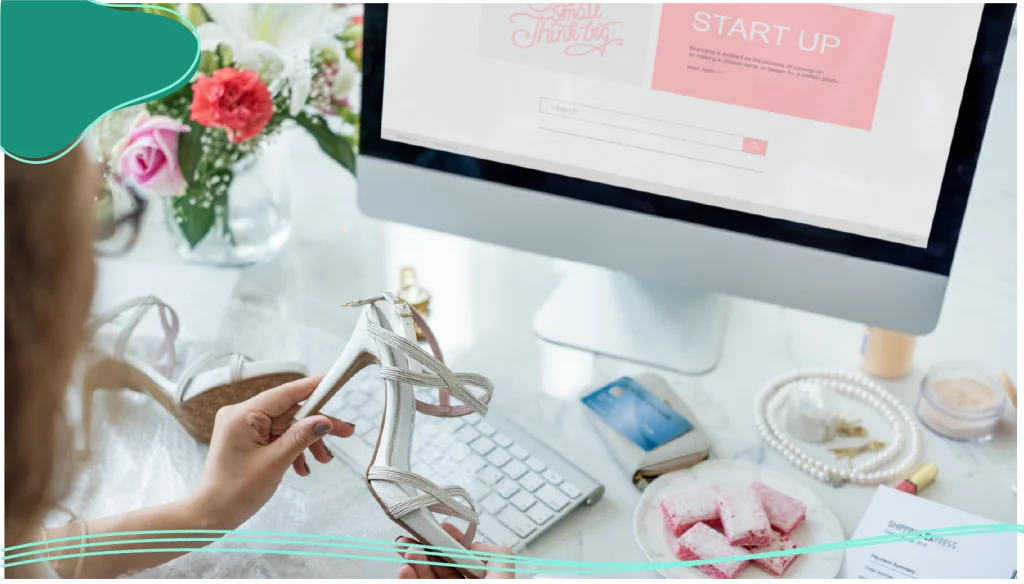 Woman is enjoying online shopping