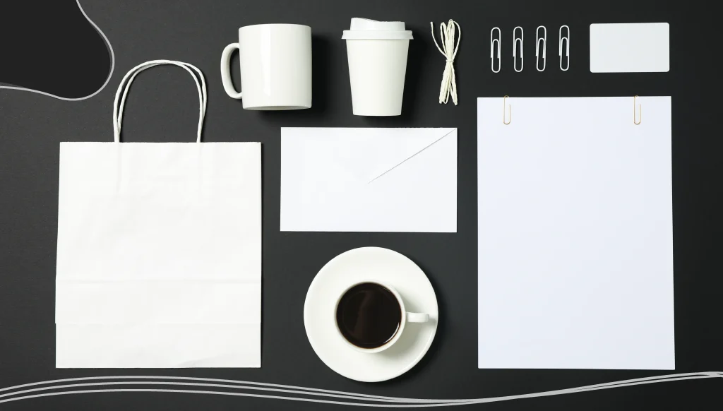 Flat lay composition with blank stationery on black background, copy space Stock Photo, ft. branding & branding mockup - Envato