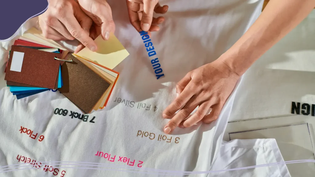 Different font examples placed on a white t-shirt