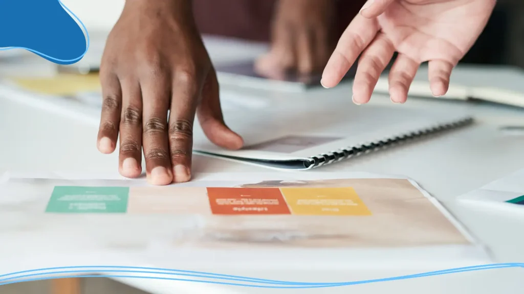 Person pointing at a document