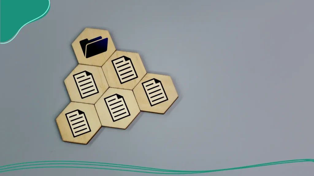 Hexagons with file icons