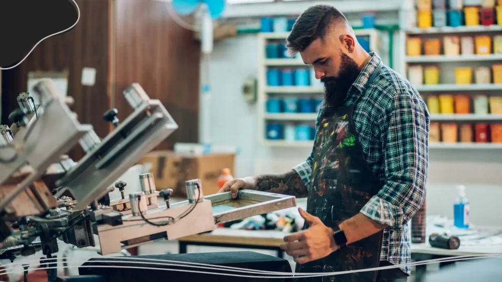 Man working at a printing shop