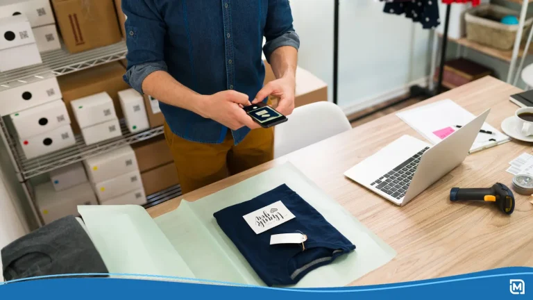 Logo placement guide: man preparing a T-shirt