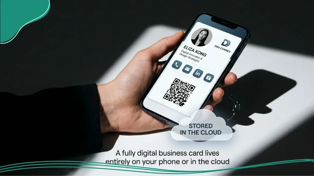 Digital information from a business cards showing on a smartphone screen.