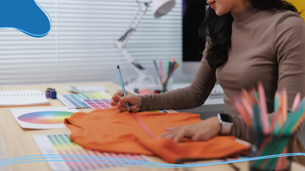 Woman choosing a T-shirt color