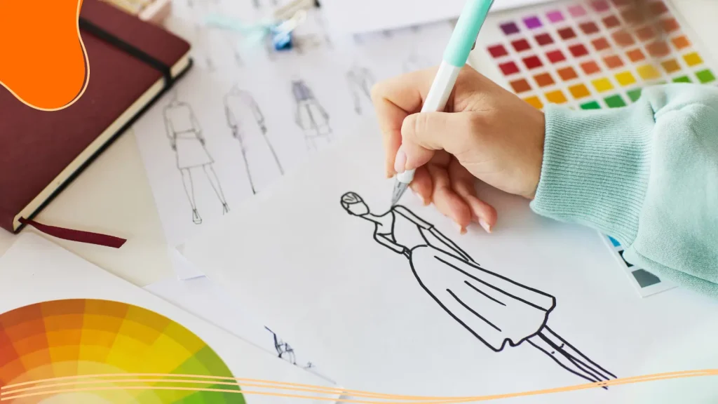 Person designing a clothing logo
