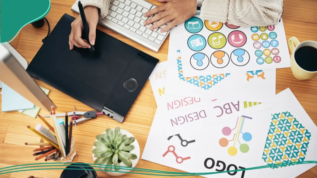 Person designing logos