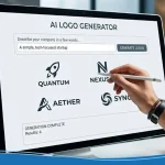 AI Business Logo Generator on a computer screen.
