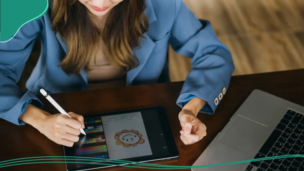 Person sketching a logo