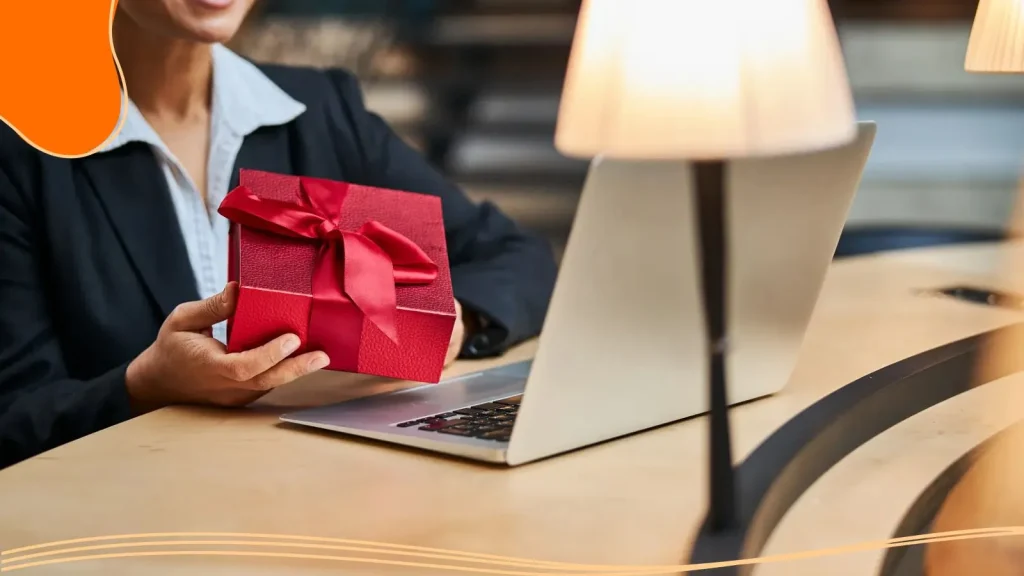 Corporate gift in a meeting.