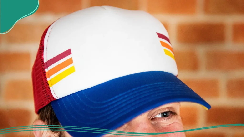 Person wearing a colorful hat
