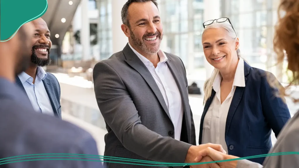 Businessman shaking hands with client
