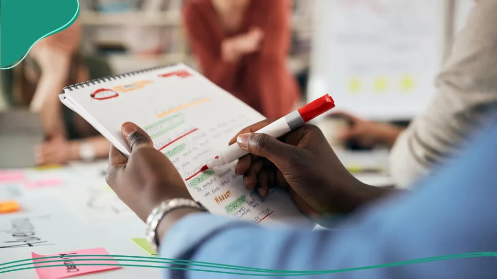 Person creating a checklist